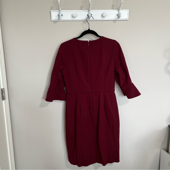 Women’s J. Crew Maroon 3/4 Sleeve Dress - Size 10 - Picture 3 of 9